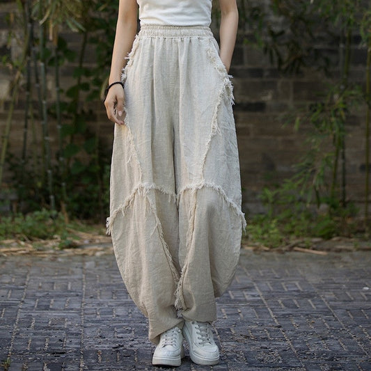 Lantern Pants For Casual Wear With Fuzzy Texture
