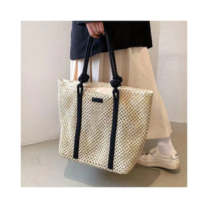 Woven Bag with Hollow-Out Design and Spacious Storage