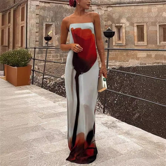 Floral Chiffon Dress with Spaghetti Straps