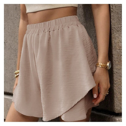 Stylish High-Waisted Layered Solid Color Shorts