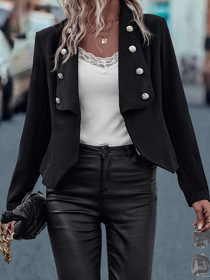 Long Sleeves Skinny Buttoned Split-Joint Lapel Blazer Outerwear