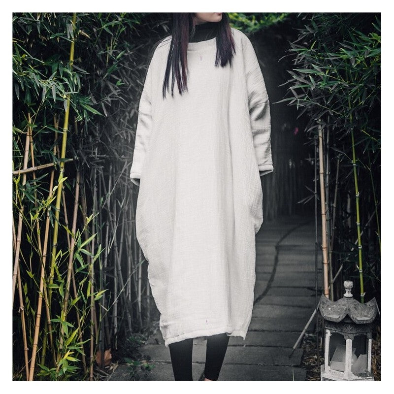 Embroidered Maxi Dress with Solid Color Long Sleeves