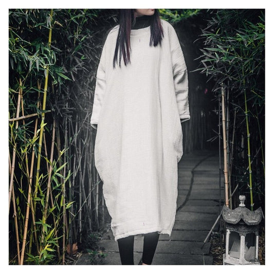 Embroidered Maxi Dress with Solid Color Long Sleeves
