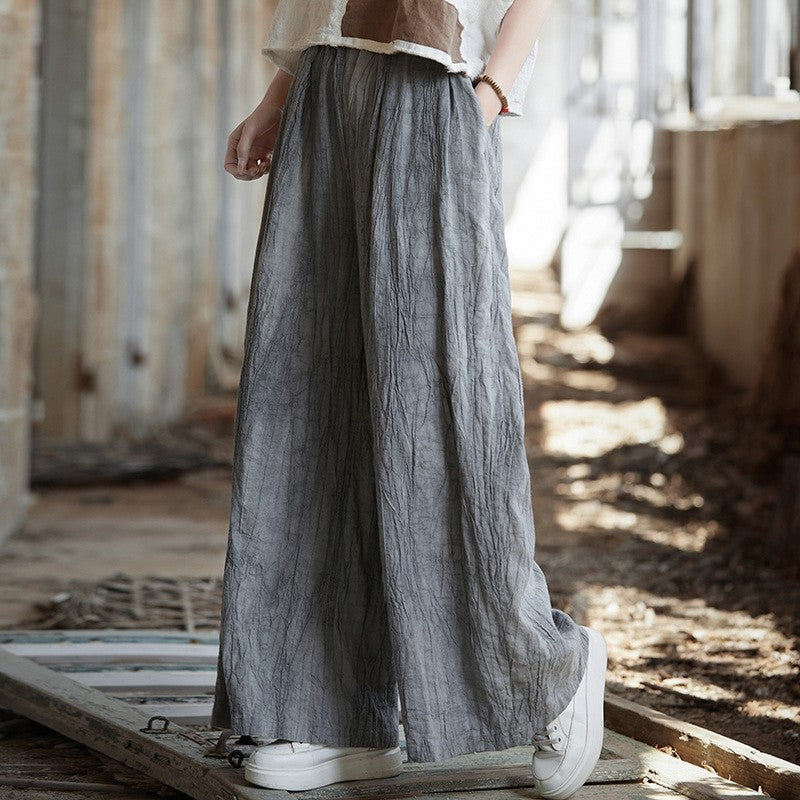 Elastic Waist Tie-Dye Straight Leg Pants