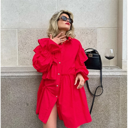 Casual Chic Relaxed Fit Long Sleeve Shirt Dress