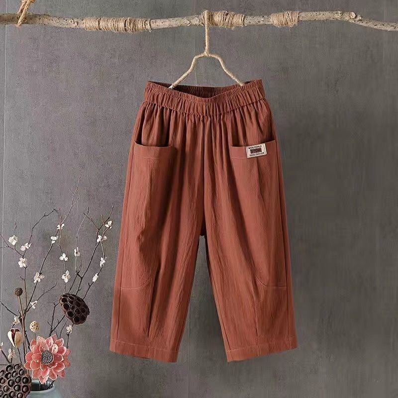 Breathable Loose-Fit Cropped Harem Pants with Elastic Waist for Ultimate Comfort