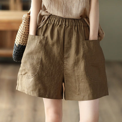 Elastic Waist Loose Shorts in Solid Color Palette