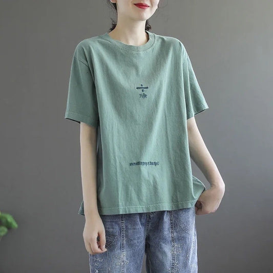 Relaxed Fit Round Neck Short-Sleeve T-Shirt