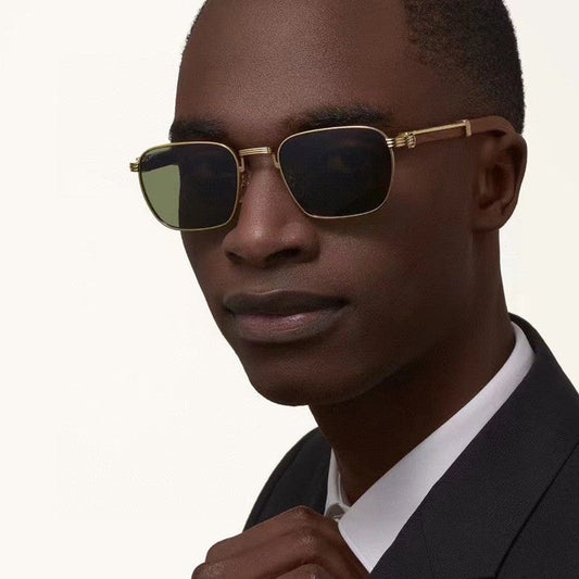Men's Retro Wood Grain Pattern Sunglasses