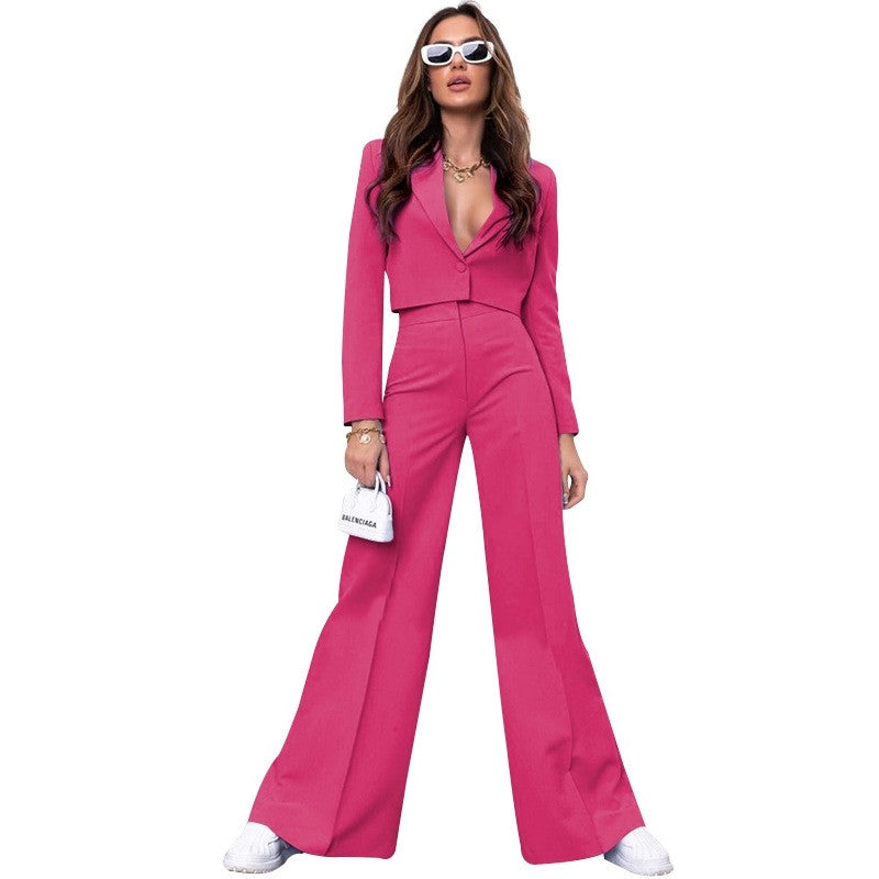 Solid Color Jacket and Pants Set