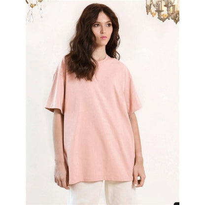 Casual Loose Solid Color Cotton Crewneck T-Shirt