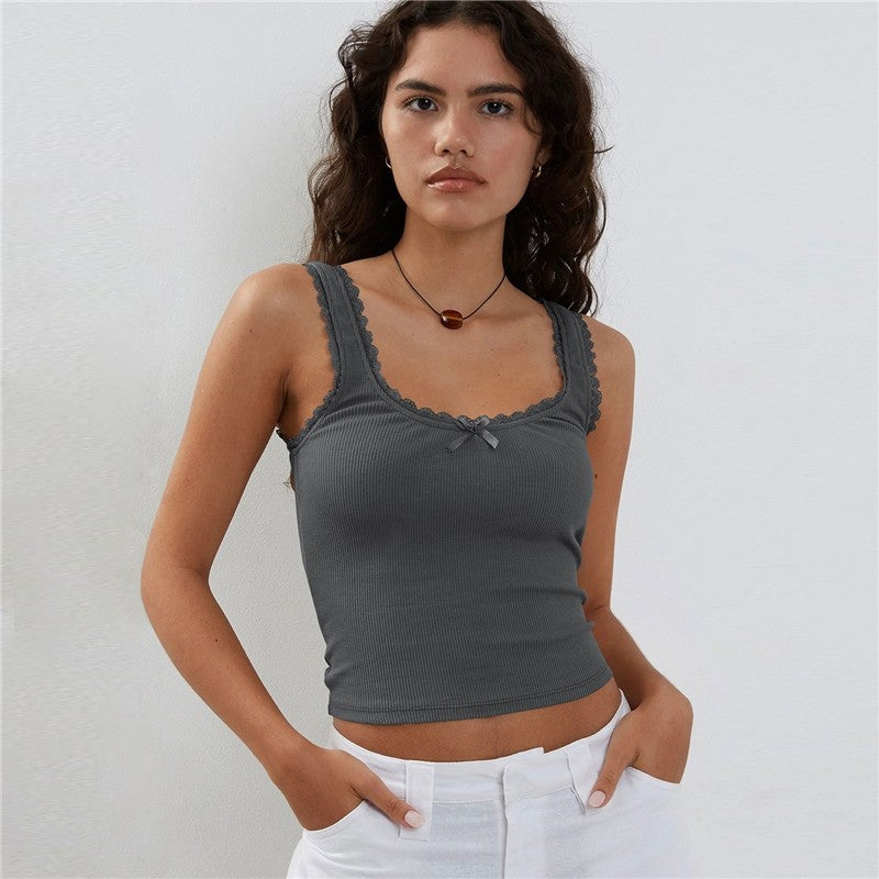 Knit Camisole with Solid Color Detail