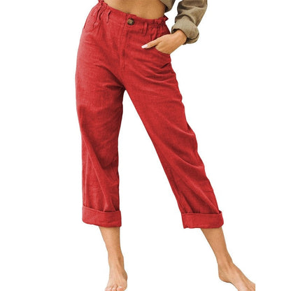 Relaxed Fit High-Waisted Casual Trousers