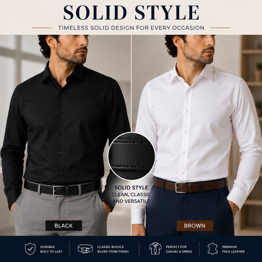 Men's Classic Dress Belt 2-Pack – Black & Brown Belts