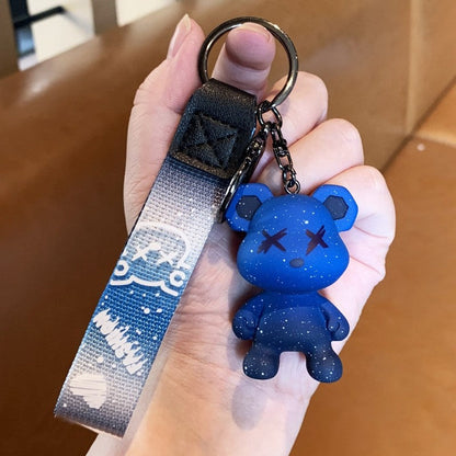 Chic Ombre Cartoon Bear Keychain Pendant Accessory