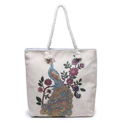 Embroidered Oversized Rope Shoulder Bag with Ample Storage