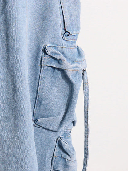 High Waisted Loose Buckle Split-Back Split-Joint Streamer Zipper Skirts