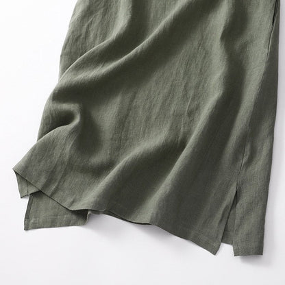 Solid Color Crewneck Short Sleeve Retro Dress