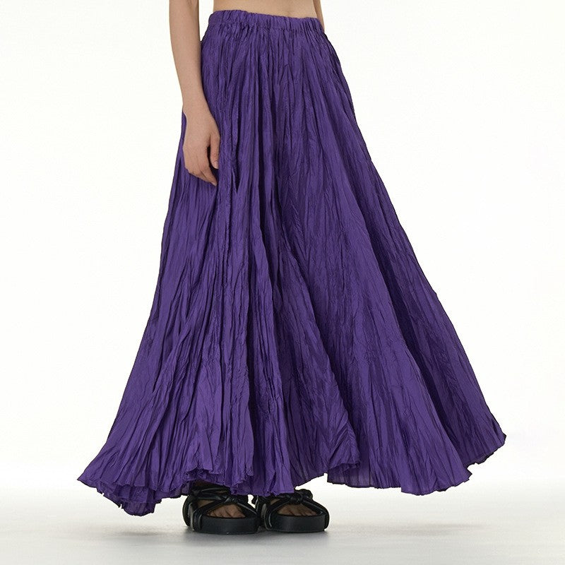 Solid Color Draped Ruched Skirt