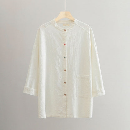 Relaxed Linen Cotton Solid Color Cardigan