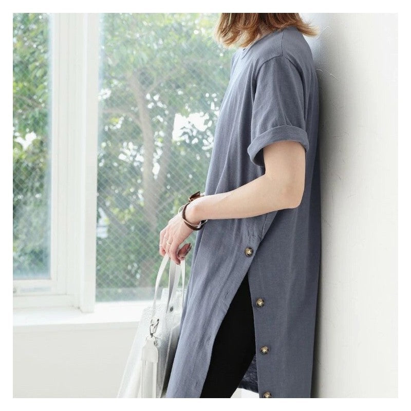 Relaxed Fit Round Neck Longline T-Shirt