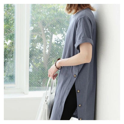 Relaxed Fit Round Neck Longline T-Shirt