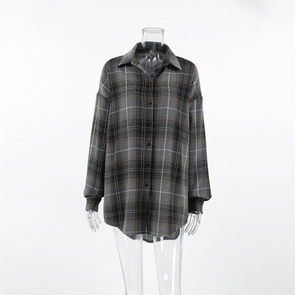 Relaxed Fit Plaid Long Sleeve Shirt