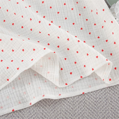 Heart Print White Thin Strap Nightgown