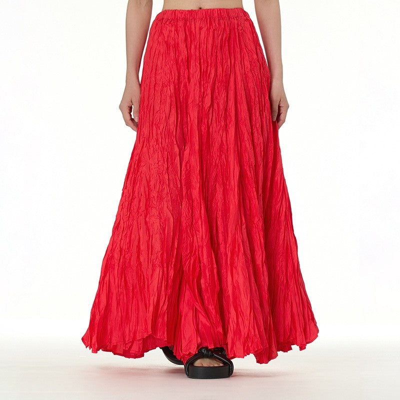 Solid Color Draped Ruched Skirt