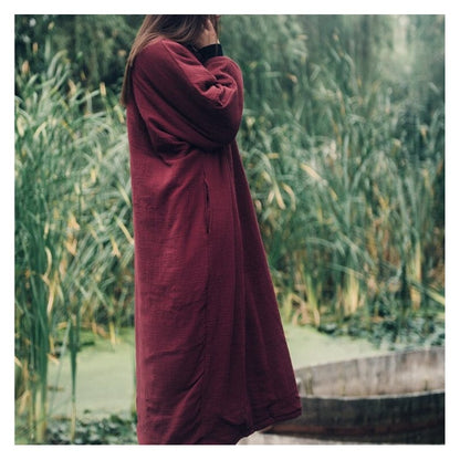 Embroidered Maxi Dress with Solid Color Long Sleeves
