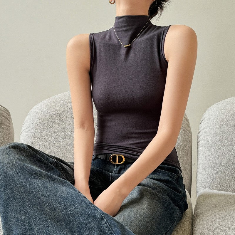 French Round Neck Solid Color Camisole