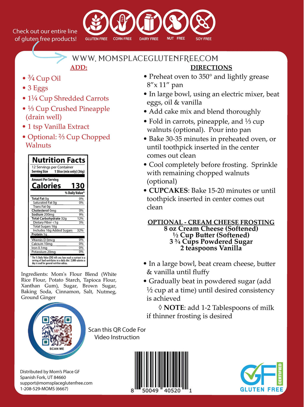 Gluten-Free Carrot Cake Mix