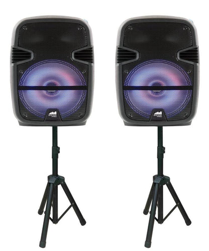 Naxa Dual 12 inch Bluetooth® True Wireless Sync Party Speakers with Disco Light Combo (NDS-1218D)