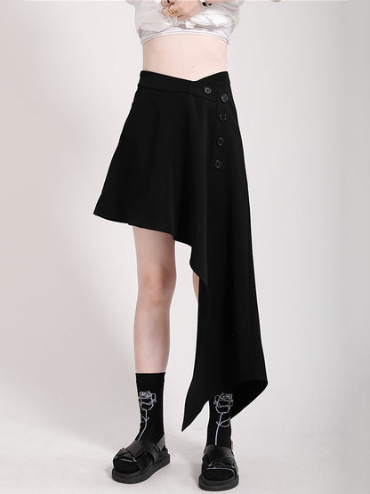 Stylish Irregular Split-Joint Black Skirt