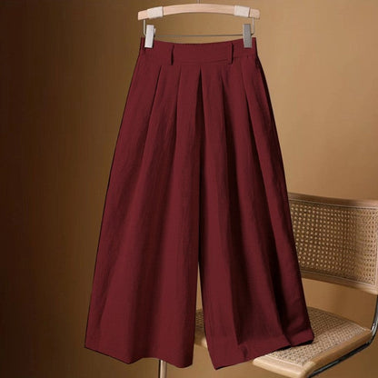 Sleek High-Waisted Wide-Leg Cropped Trousers