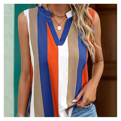 Striped V-Neck Shirt - Versatile, Fashionable, and Colorful