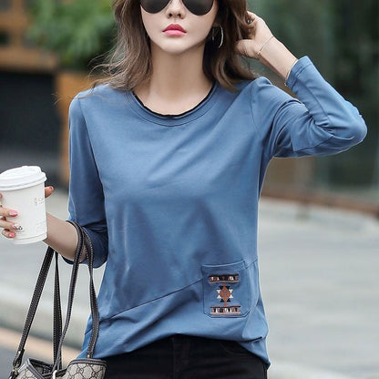 Long Sleeve T-Shirt with Embroidered Patch Pocket