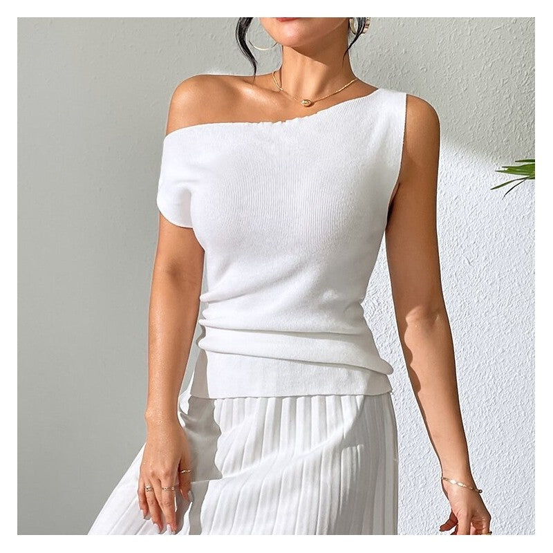 Sleek Knit Shoulder-Baring Sleeveless Top