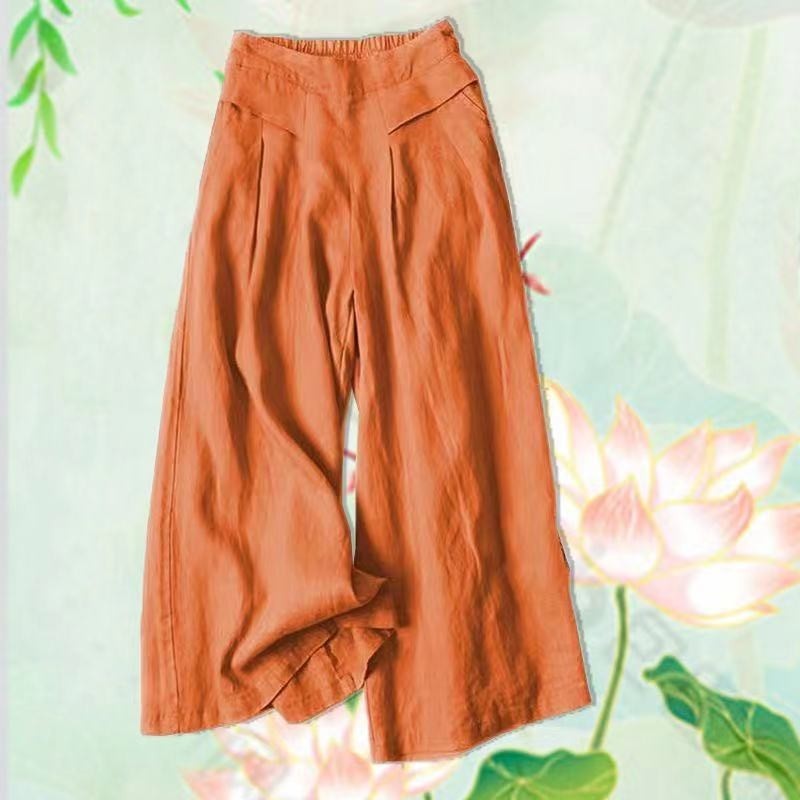 High-Waisted Linen and Cotton Blend Culottes