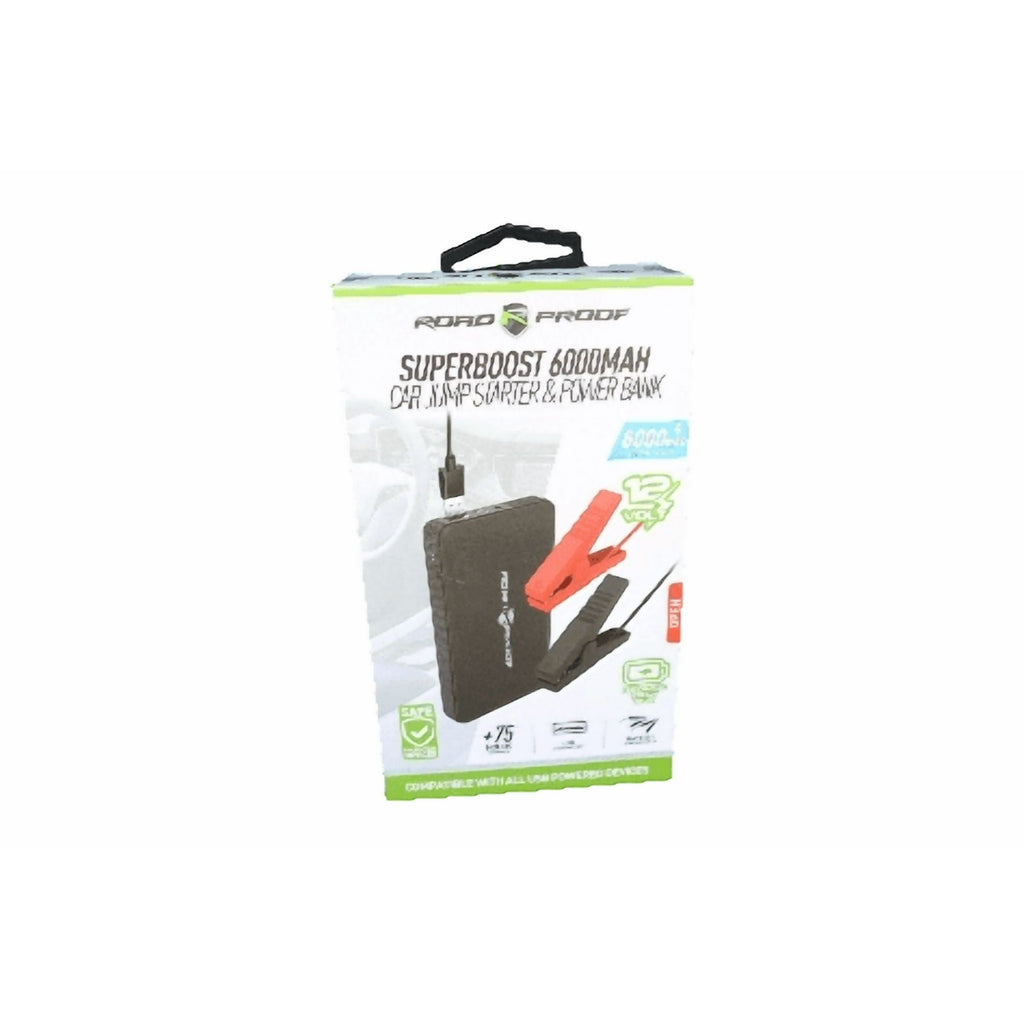6,000mAh Portable Jumpstarter w/USB Battery Charger