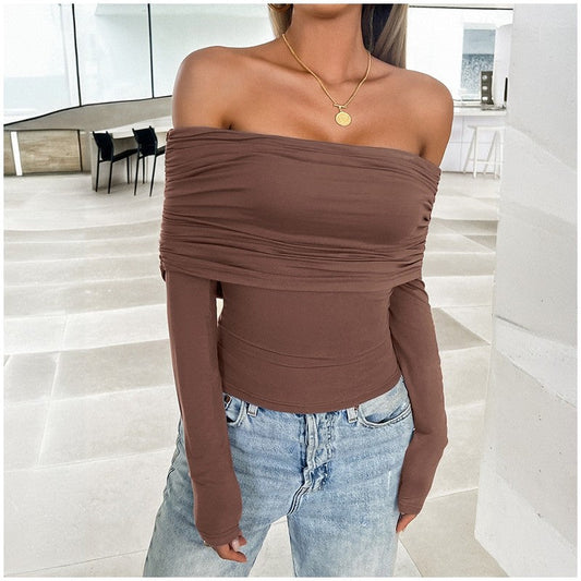 One-Shoulder Casual Pullover Top in Solid Color