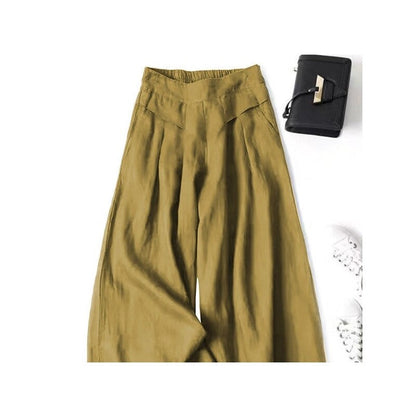 High-Waisted Linen and Cotton Blend Culottes