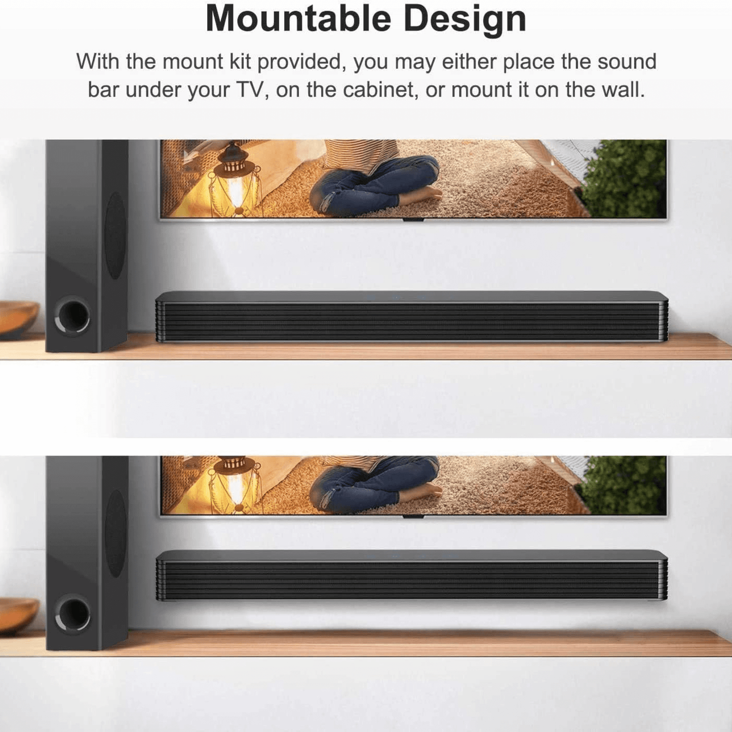 Norcent KB2020 Black Mamba Series 25" 120W Bluetooth Sound Bar with Sub-Woofer