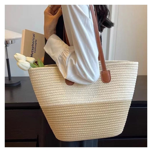 Colorful Oversized Woven Shoulder Tote Bag