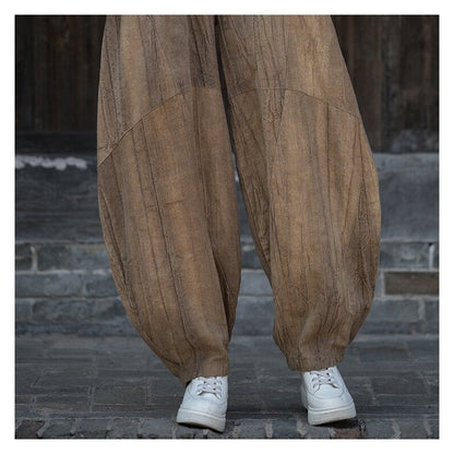 Solid Color Casual Handmade Tie-Dye Lantern Pants