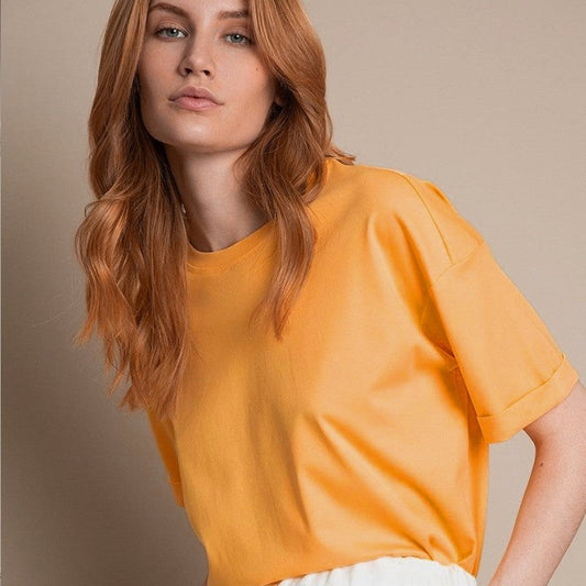 Casual Loose Crewneck Short Sleeve T-Shirts in Solid Colors