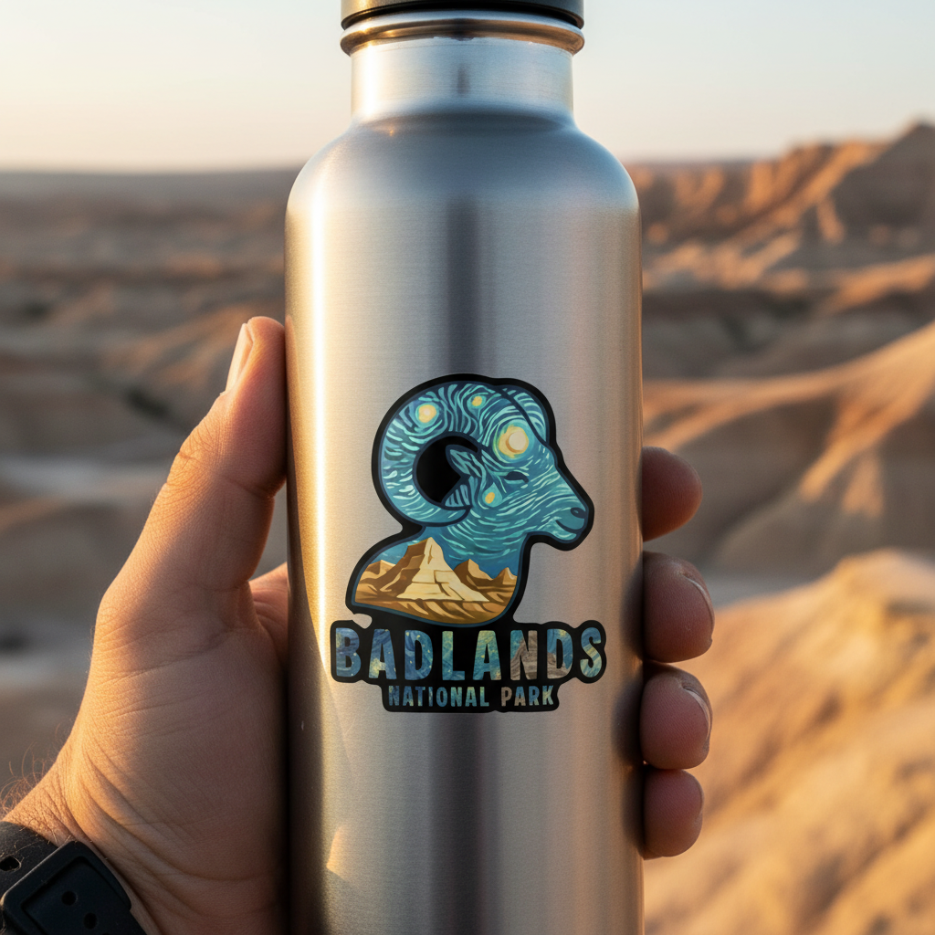 Badlands Starry Night Sheep Sticker