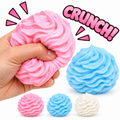 Crunchy Squishies Cream Roll Squeeze Toy 2-Pack – Mystery Color Crispy Crunch Marshmallow-Soft Stress Balls | ASMR Sensory Fidget Toys for Adults & Kids | Frosting Swirl Squishies