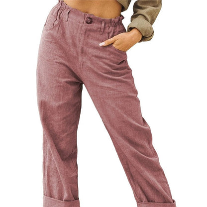 Relaxed Fit High-Waisted Casual Trousers