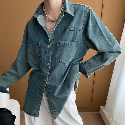 Vintage Denim Shirt - Casual and Versatile Classic